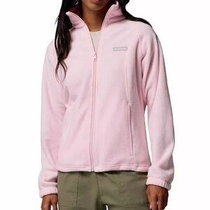 Columbia Womens Benton Springs Baby Pink Full Zip Front Fleece Jacket L